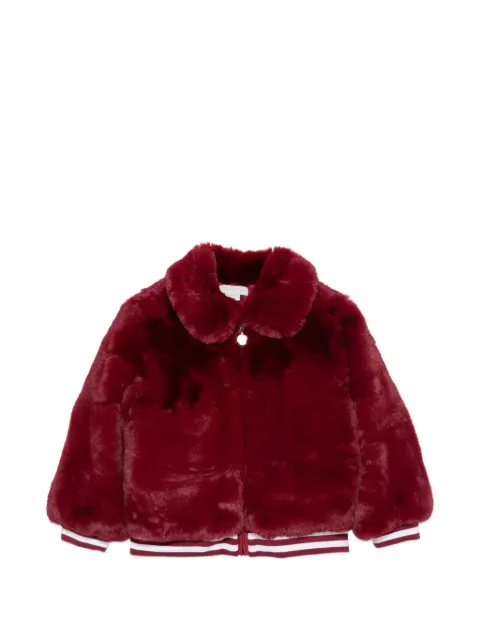 Stella McCartney Kids faux-fur striped-trim jacket
