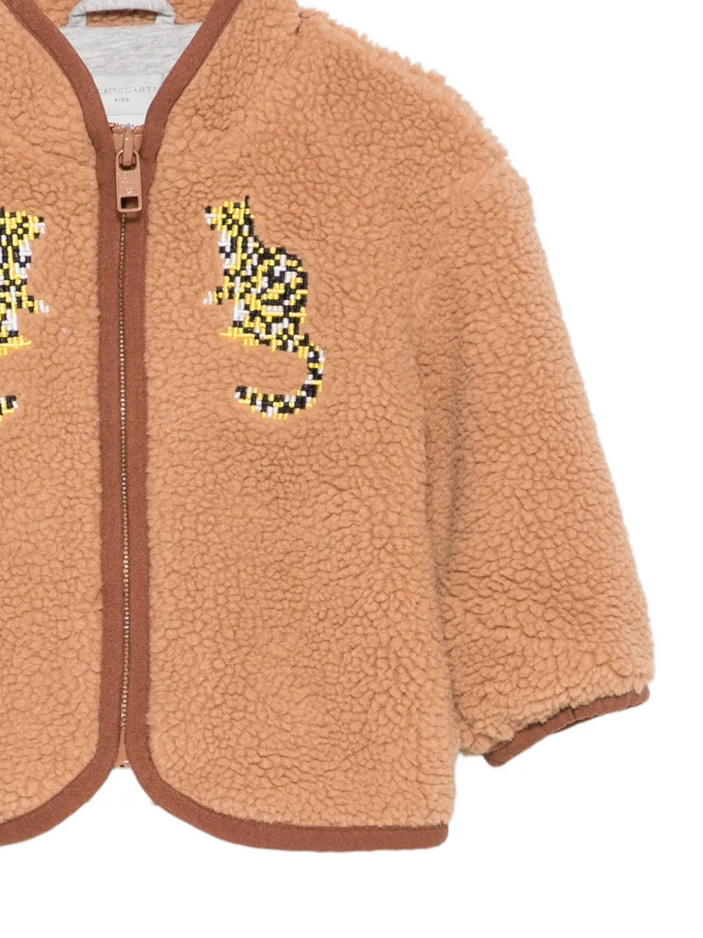 Stella McCartney Kids leopard-embroidered fleece jacket Bruin