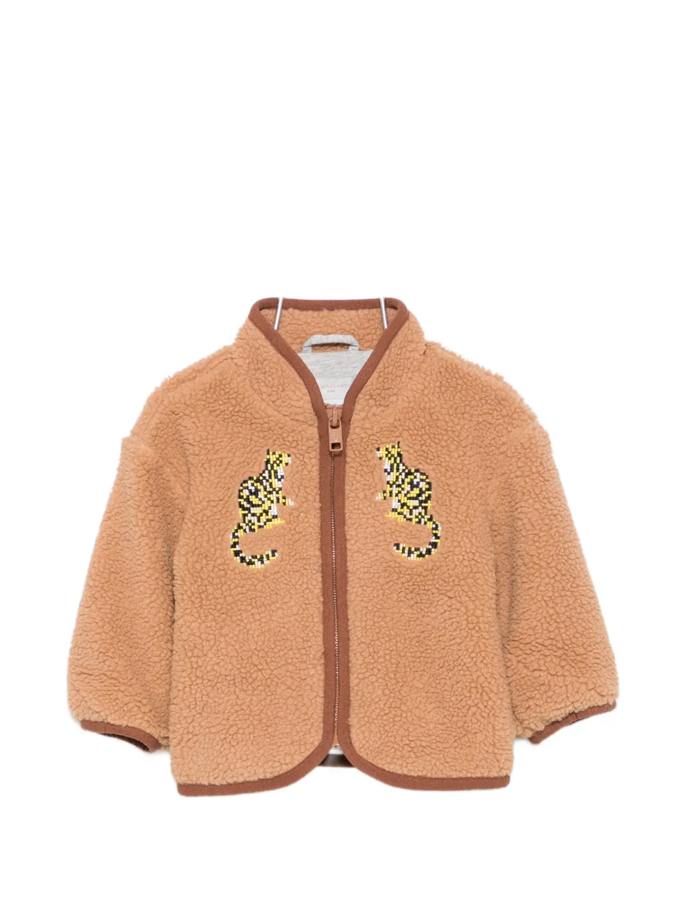 Stella McCartney Kids leopard-embroidered fleece jacket - Braun
