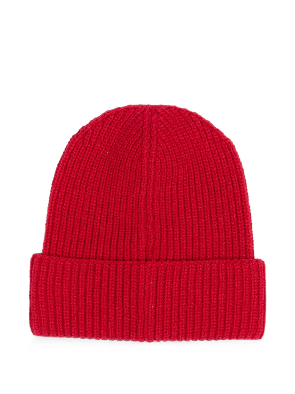 Moncler Enfant Ribgebreide muts met geborduurd logo Rood