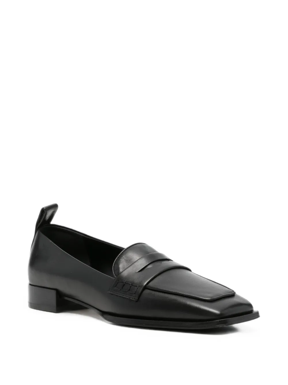 Aeyde square-toe leather loafers Zwart