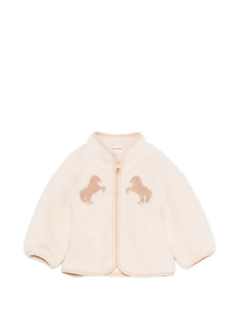 Stella McCartney Kids chaqueta de tejido polar con parche de caballo
