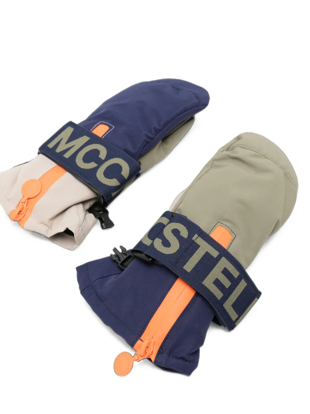 Stella McCartney Kids Wanten met klittenband en logo-print Blauw