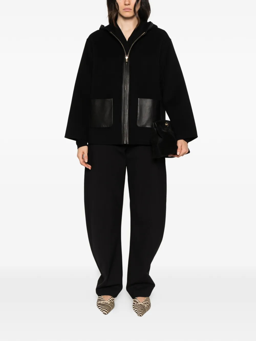 Max Mara Comica hooded wool coat Zwart