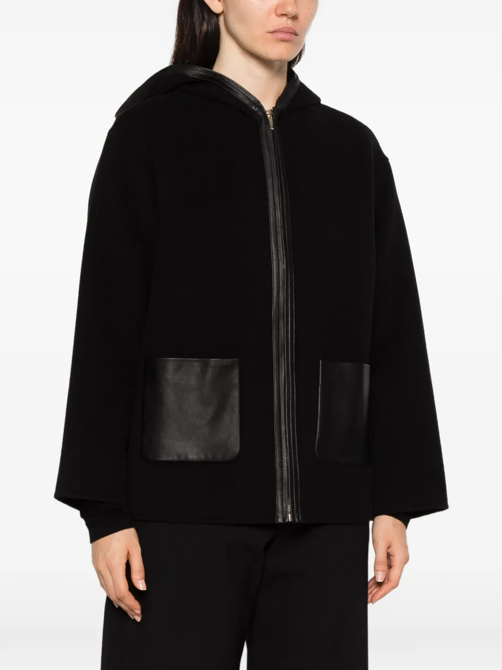 Max Mara Comica hooded wool coat Zwart
