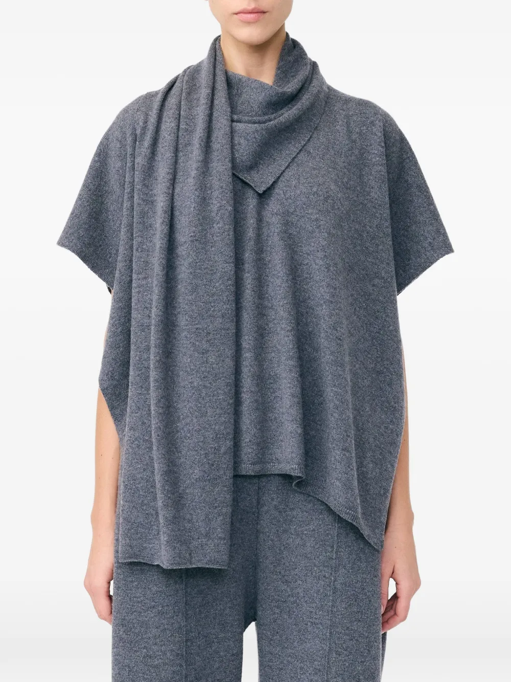 Lisa Yang Asymmetrical Wrap-detail Cape In Grey