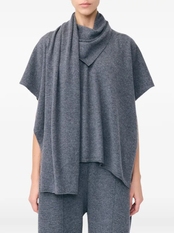 Lisa Yang Asymmetrical Wrap-detail Cape in Grey