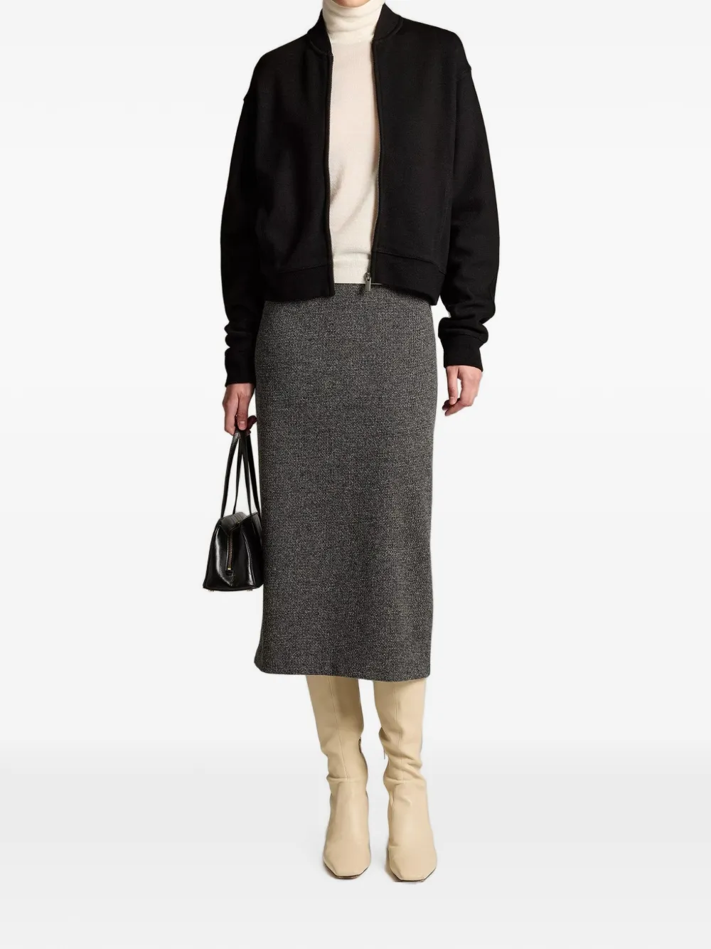 Vince ponte-knit bomber jacket Zwart