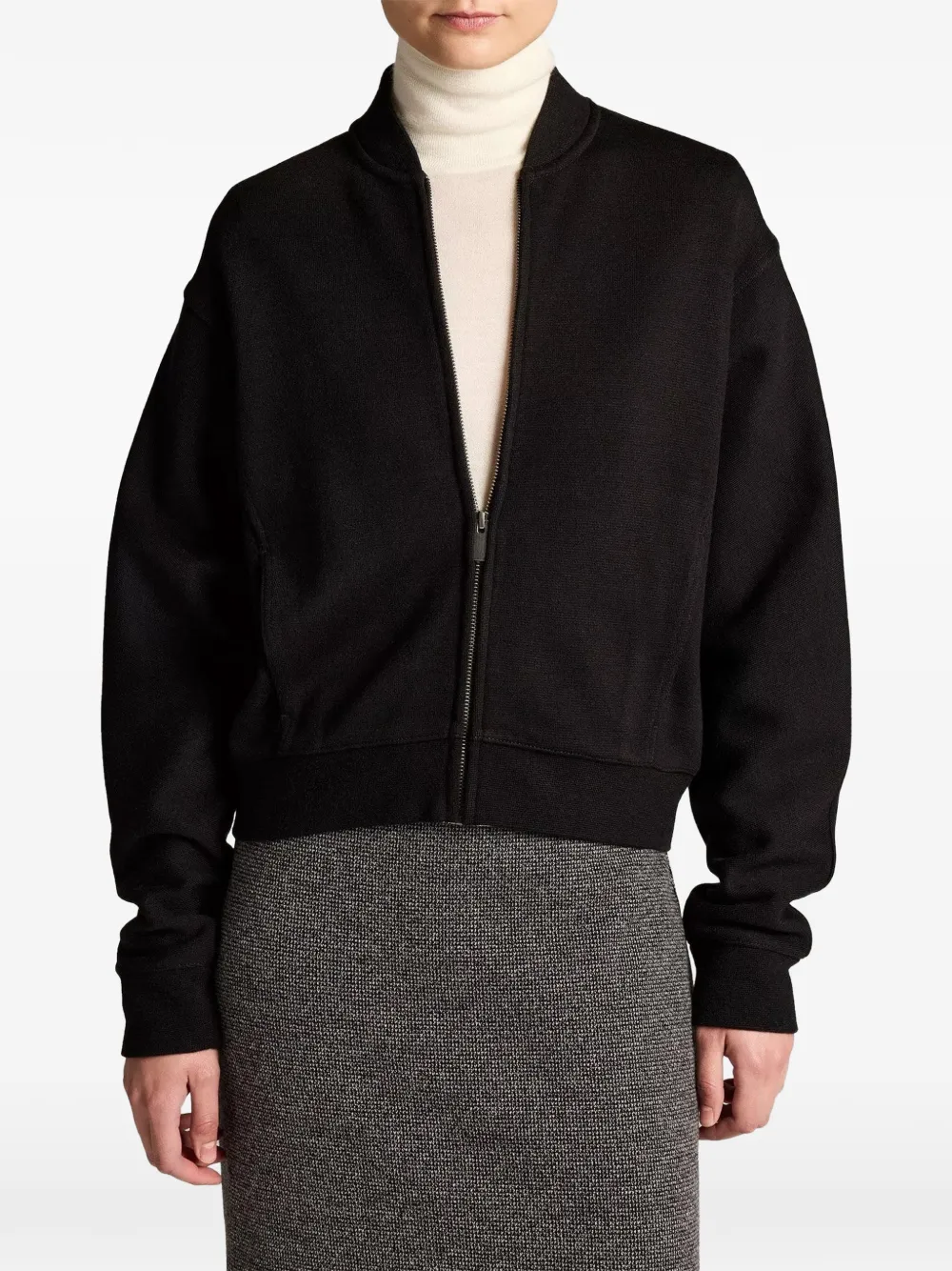 Vince Ponte-knit Bomber Jacket In Black