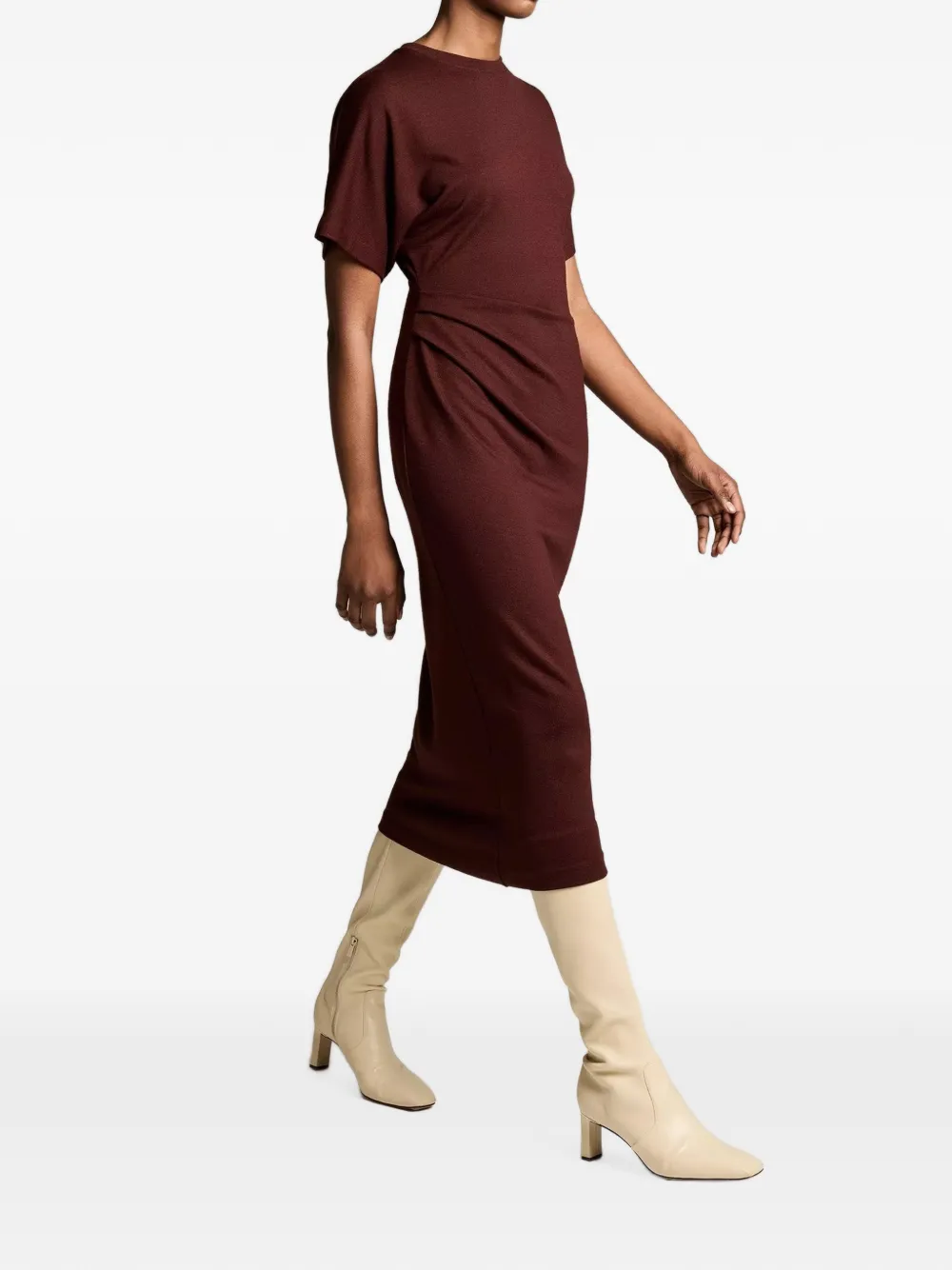 Vince Midi-jurk met ruches Rood
