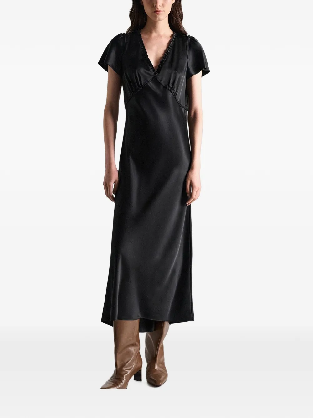 Dorothee Schumacher midi-jurk met ruches en uitgesneden details Zwart