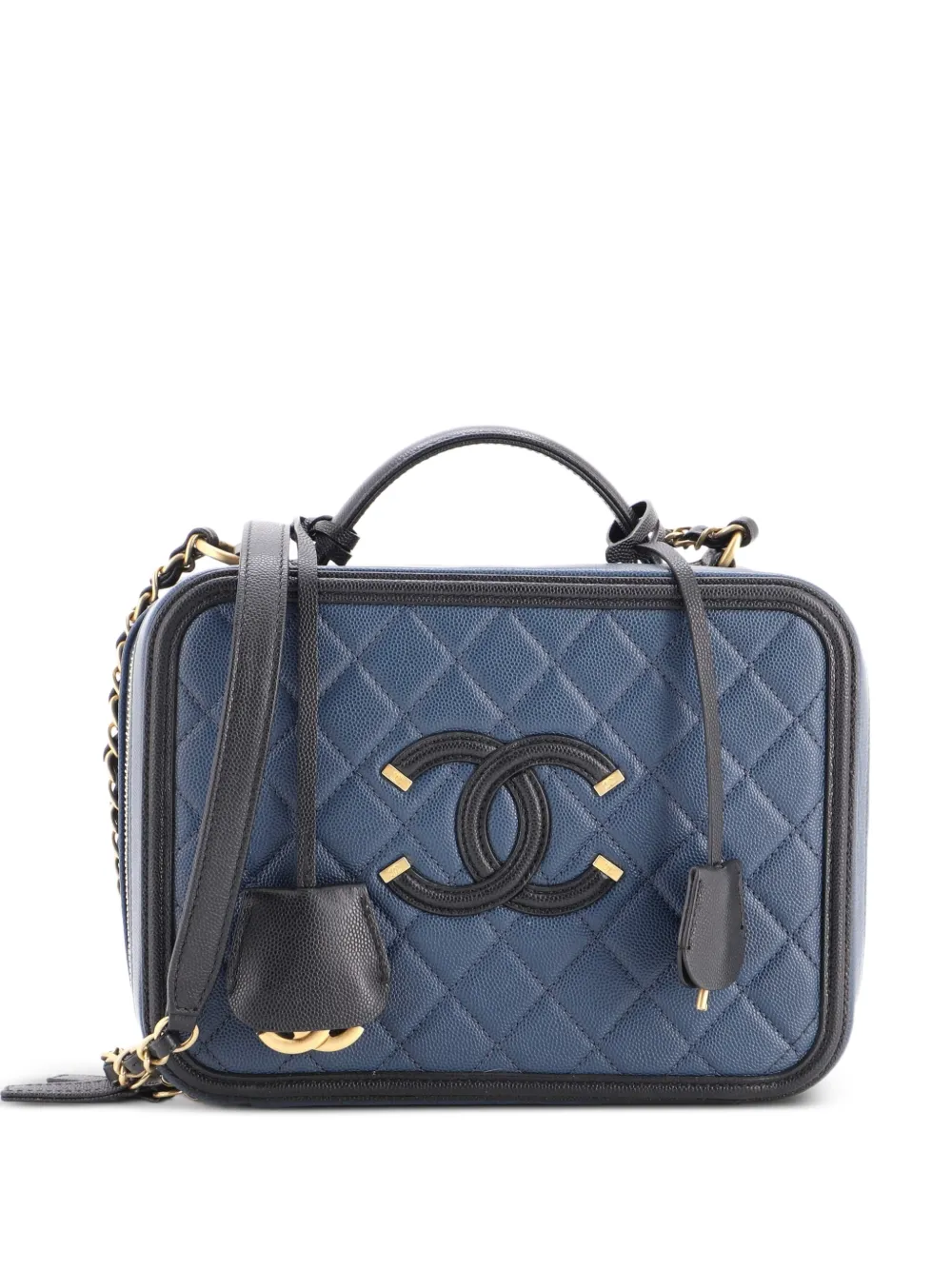 CHANEL Pre-Owned Filigree Vanity Case Quilted Caviar Large crossbody bag - Nero