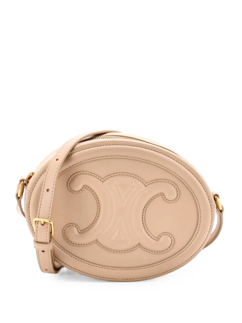 Celine Pre-Owned Triomphe Oval Leather crossbody bag - Toni neutri