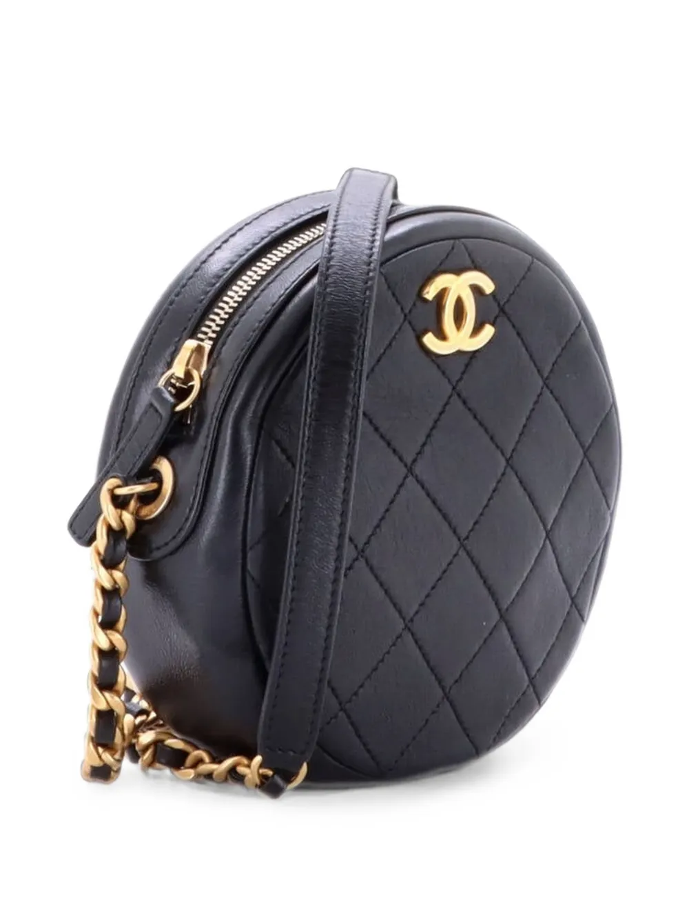 CHANEL Pre-Owned Round Chain Quilted Caviar Small crossbody bag - Nero