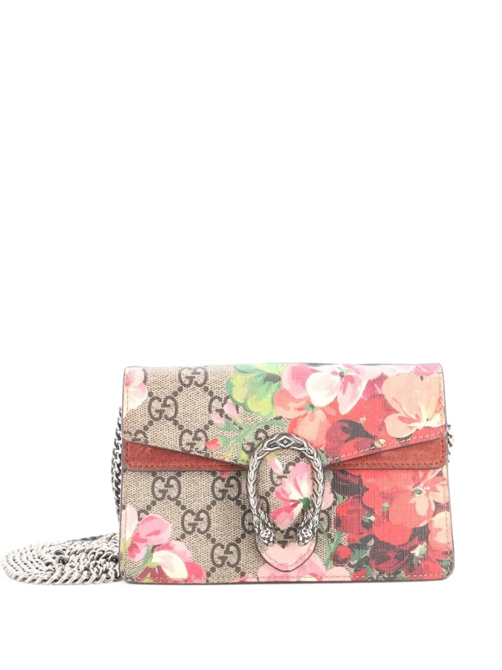 Gucci Pre-Owned Dionysus Bag Blooms Print GG Coated Canvas Super Mini crossbody bag - Braun