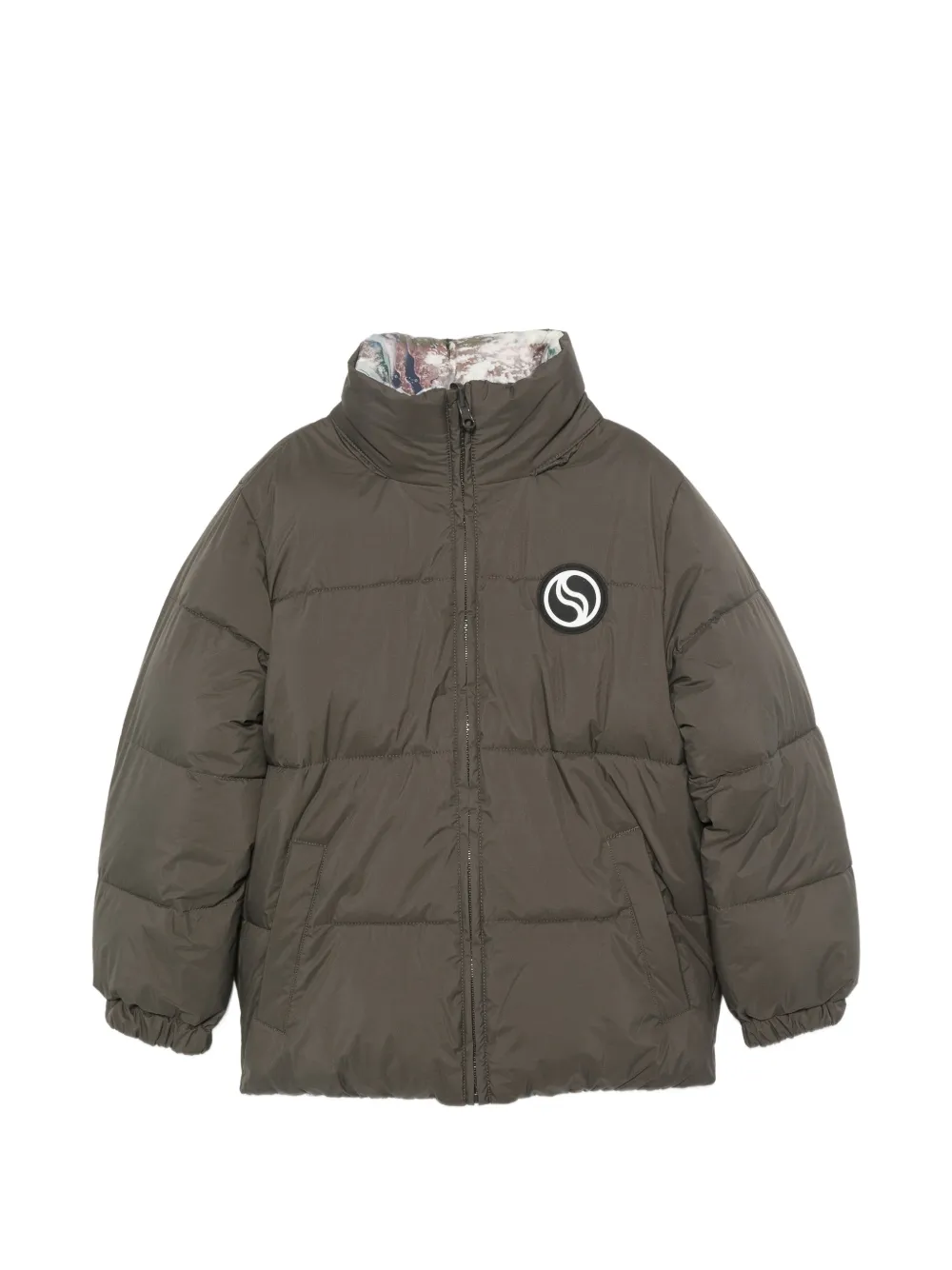 Stella McCartney Kids logo-patch quilted jacket - Verde