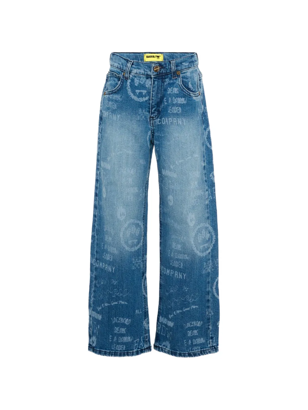 Barrow kids logo-print wide-leg jeans Blauw