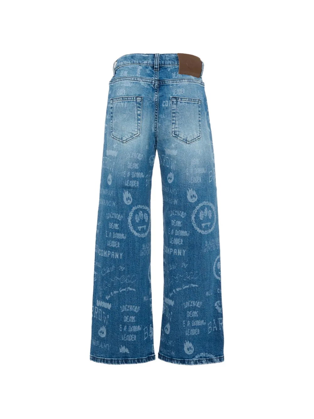 Barrow kids logo-print wide-leg jeans Blauw