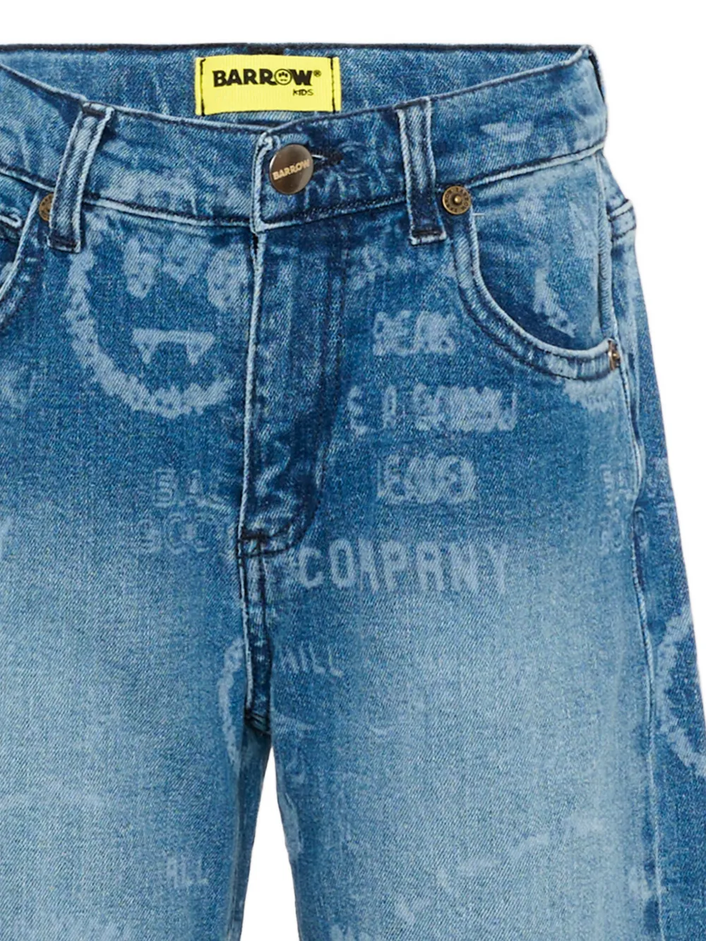 Barrow kids logo-print wide-leg jeans Blauw