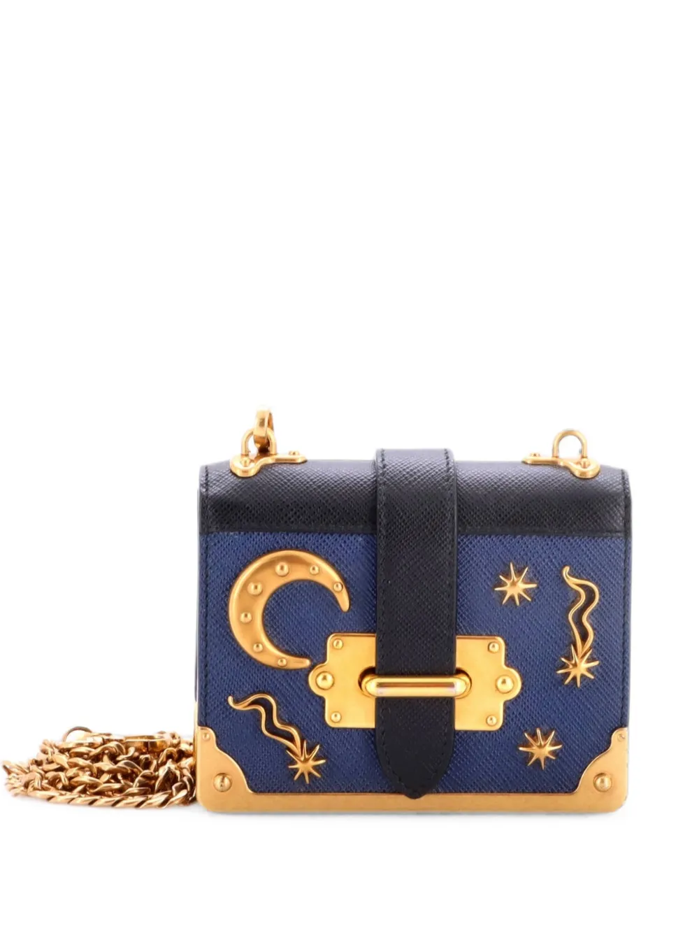 Prada Pre-Owned Borsa a tracolla Cahier micro in pelle con decorazione - Blu