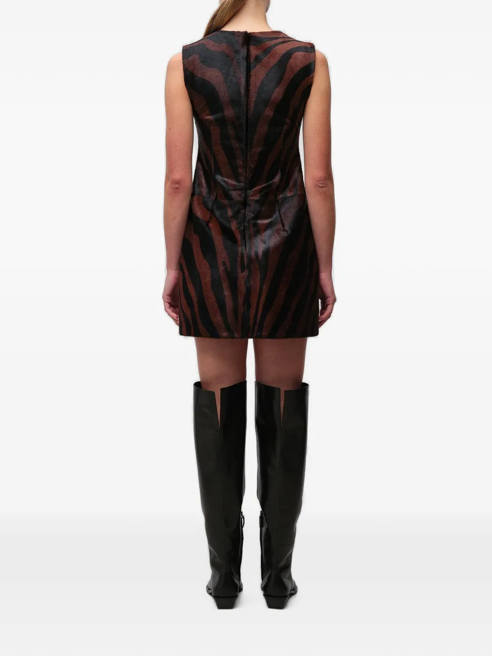 SIMKHAI Sonoma zebra-print leather mini dress Bruin