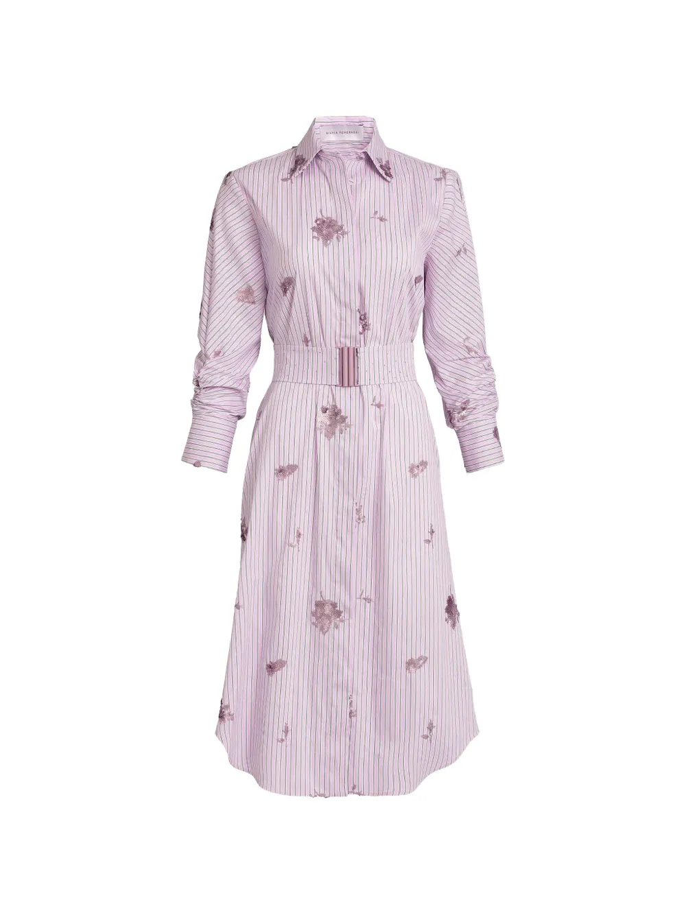 Silvia Tcherassi Kendi sequin-embellished striped shirt midi dress - Bianco