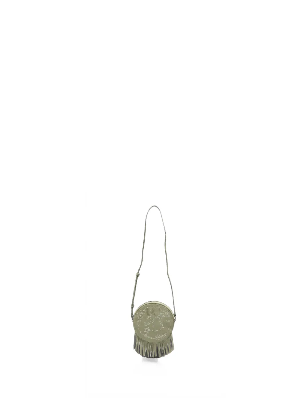 Stella McCartney Kids fringe-trim horse-embroidered shoulder bag - Grün