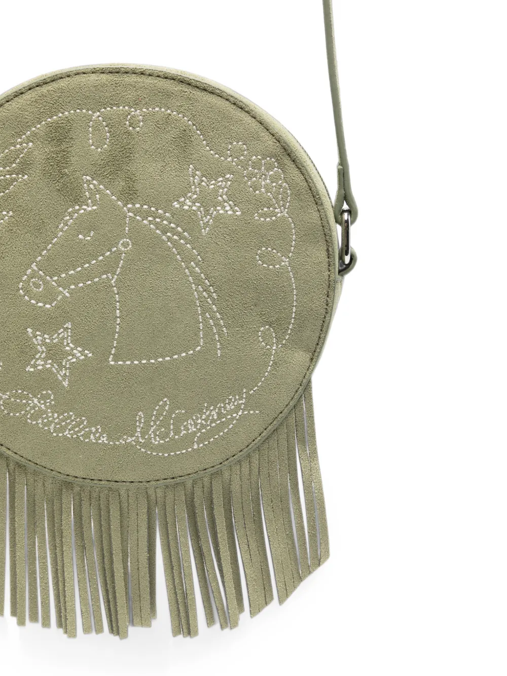 Stella McCartney Kids Schoudertas met geborduurd paard en franje Groen