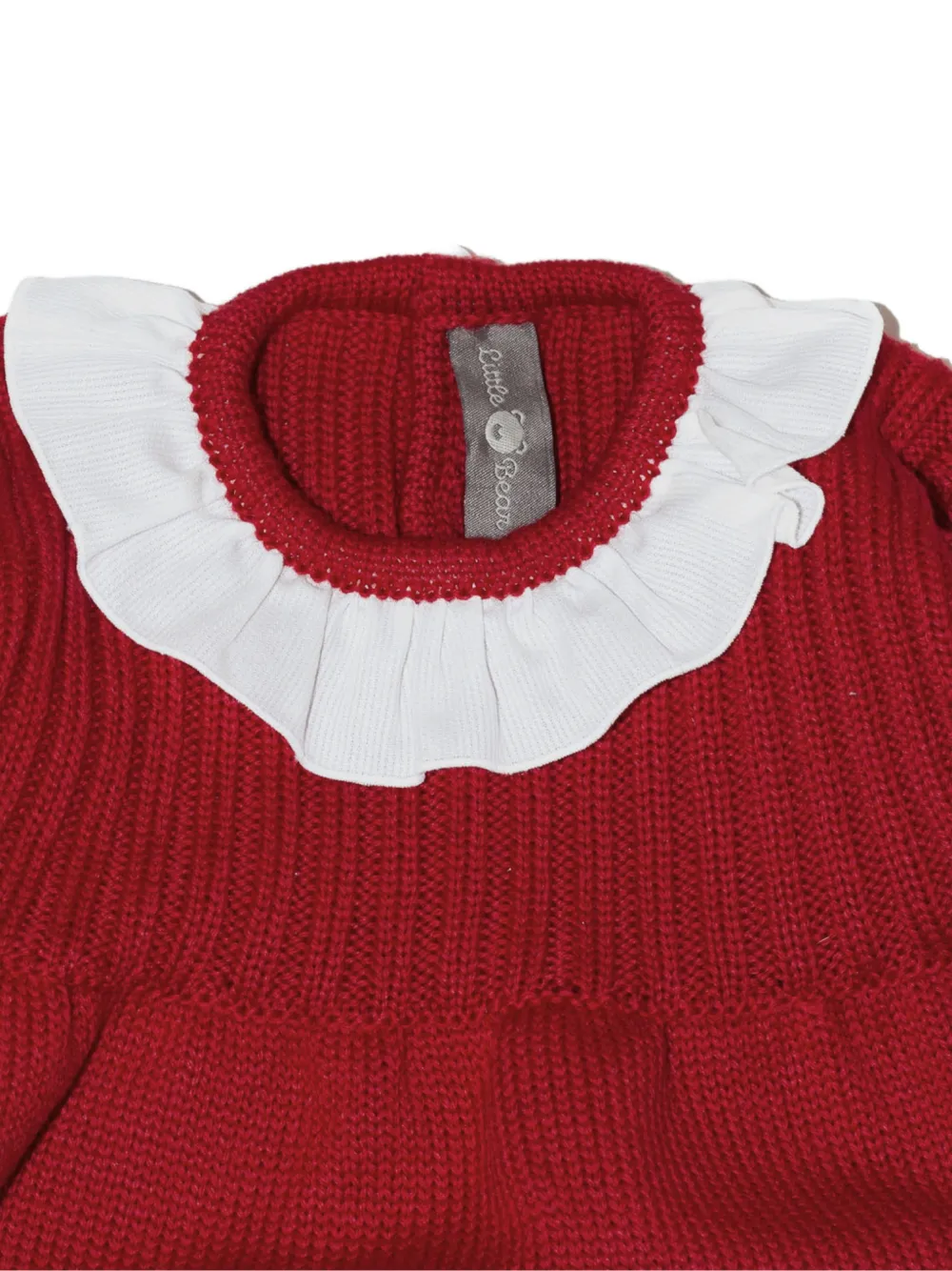 Little Bear Gebreide jurk met ruchekraag Rood