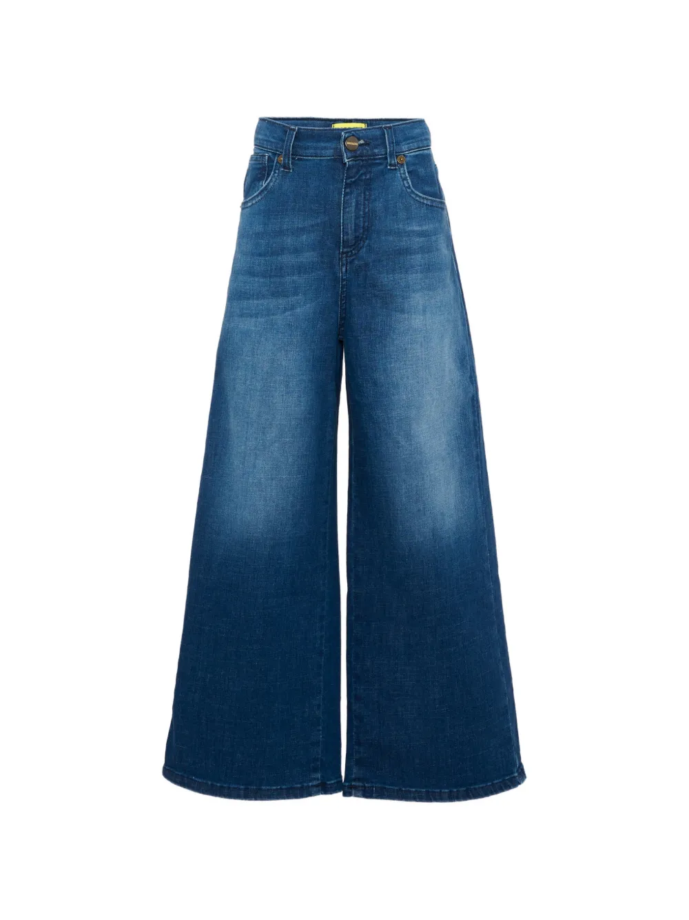 Barrow kids logo-patch wide-leg jeans - Blu