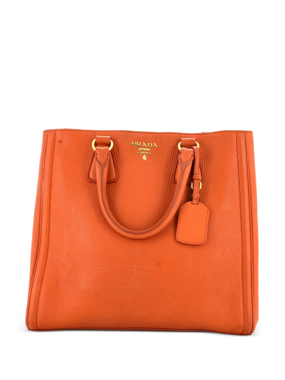 Prada Pre-Owned Borsa tote Convertible Shopper Vitello Daino grande - Arancione