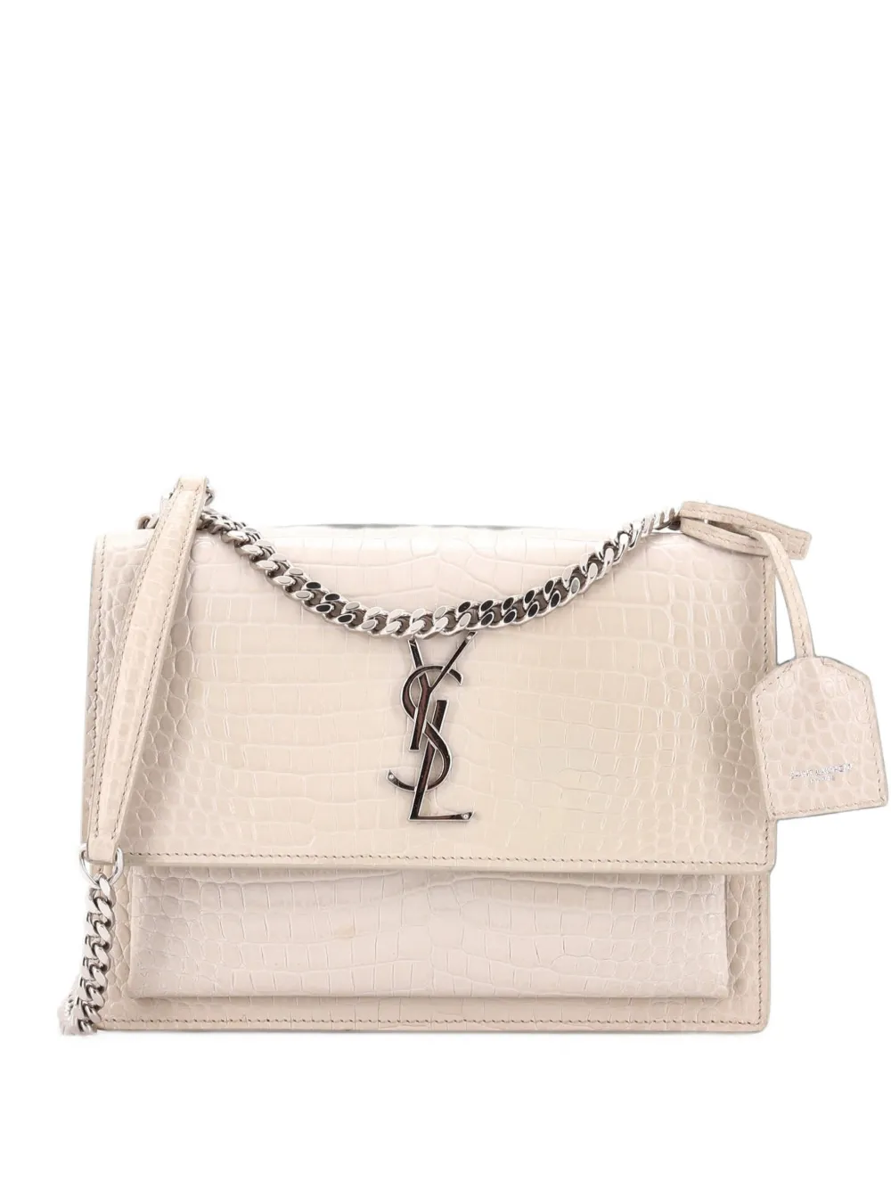 Saint Laurent Pre-Owned Sunset Crocodile Embossed Leather Medium crossbody bag - Nude