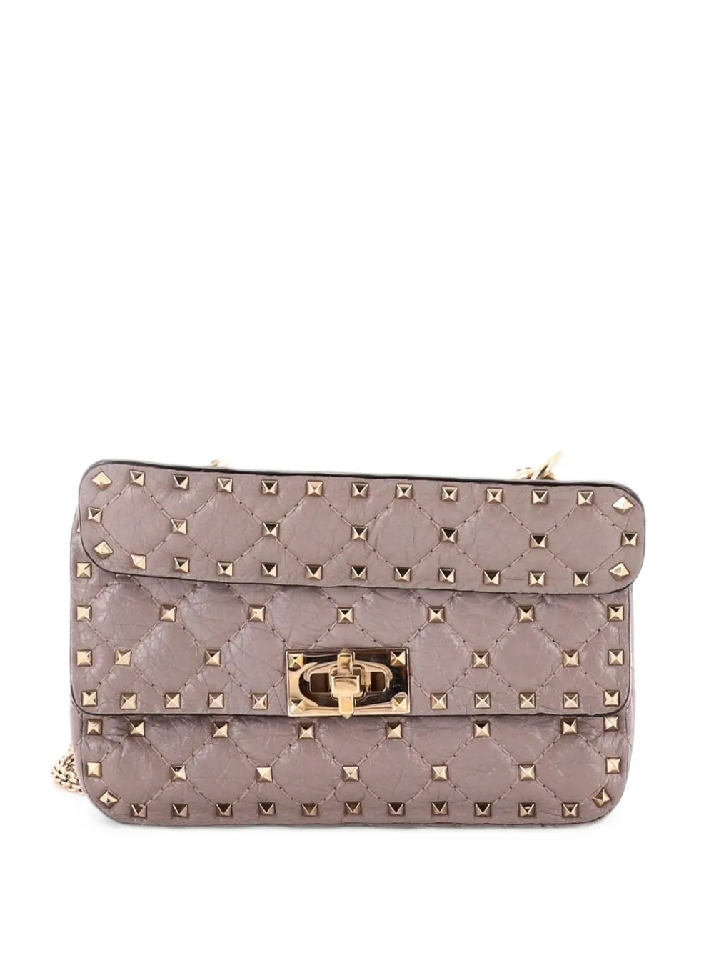 Valentino Garavani Pre-Owned Rockstud Spike Flap Bag Quilted Leather Small crossbody bag - Grau