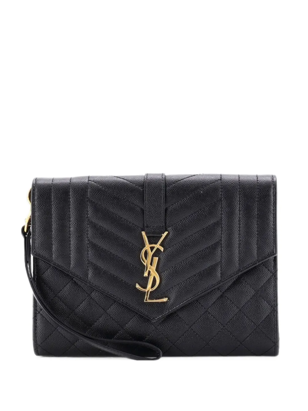 Saint Laurent Pre-Owned Classic Monogram Envelope Wristlet Mixed Matelasse Clutch - Schwarz