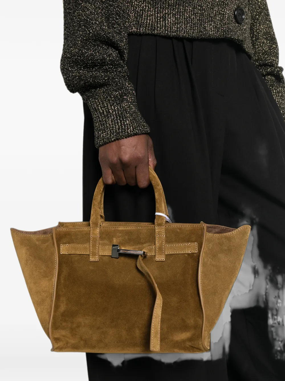 Benedetta Bruzziches Suède shopper met gespdetail Bruin