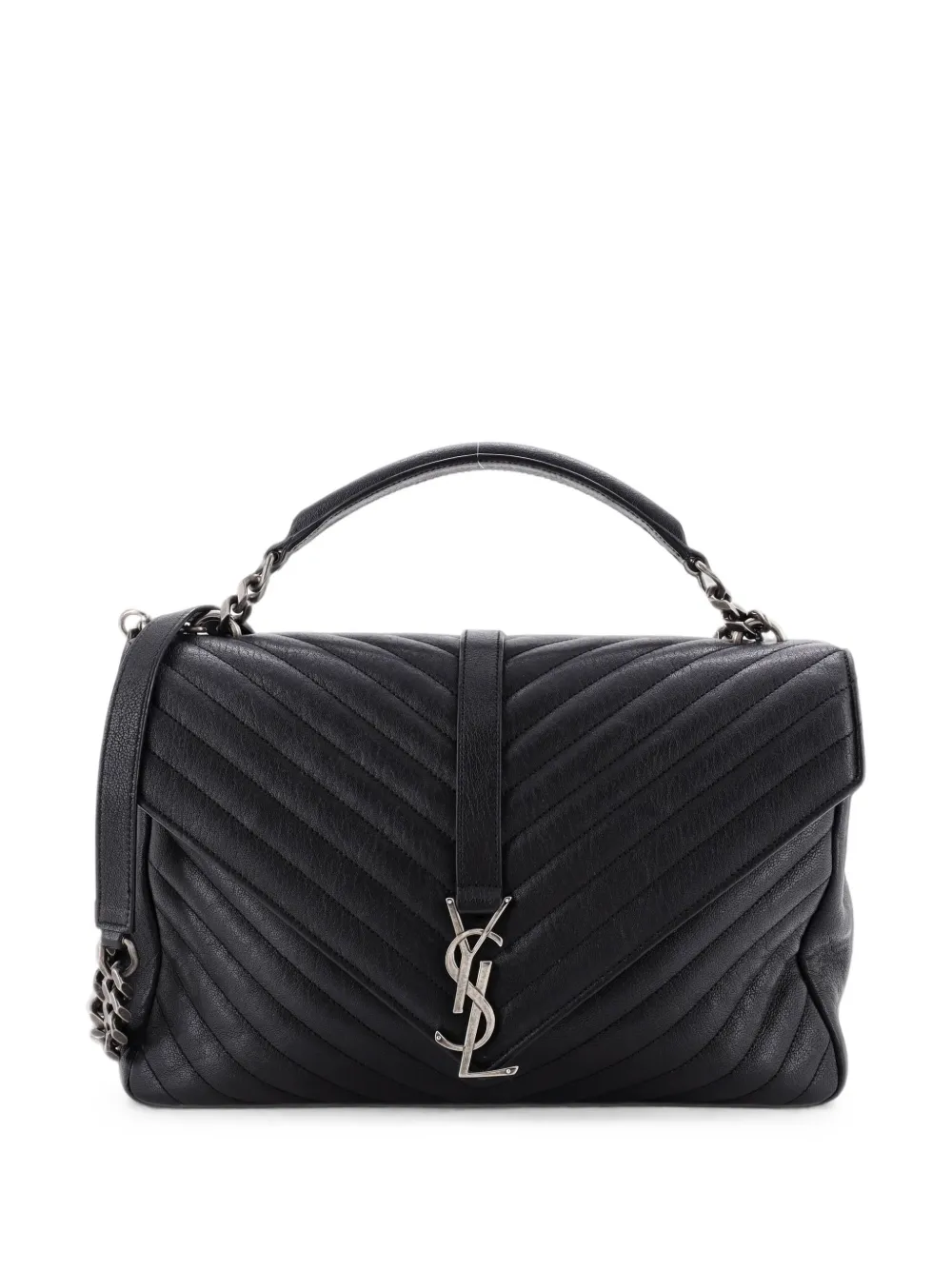 Saint Laurent Pre-Owned Classic Monogram College Bag Matelasse Chevron Leather Large shoulder bag - Schwarz