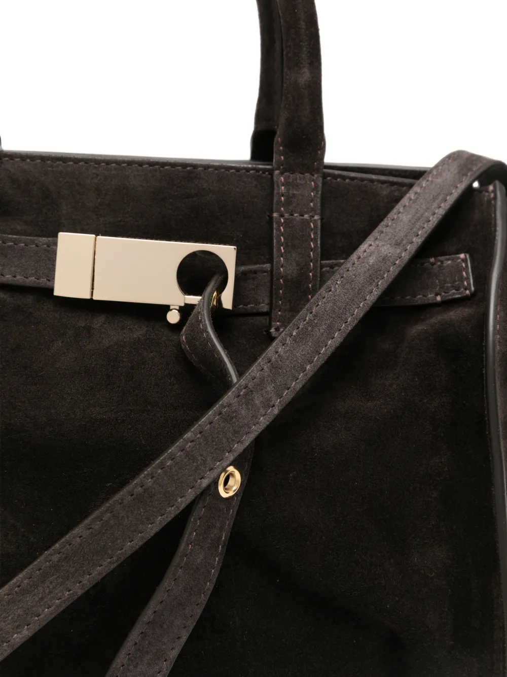 Benedetta Bruzziches Suède shopper met gespsluiting Bruin