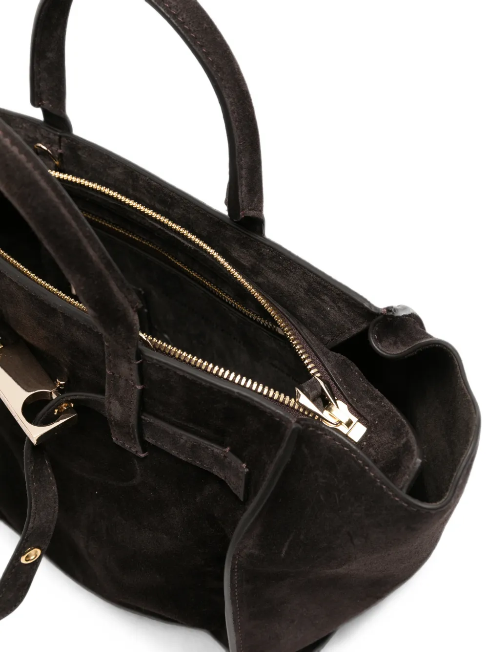 Benedetta Bruzziches Suède shopper met gespsluiting Bruin