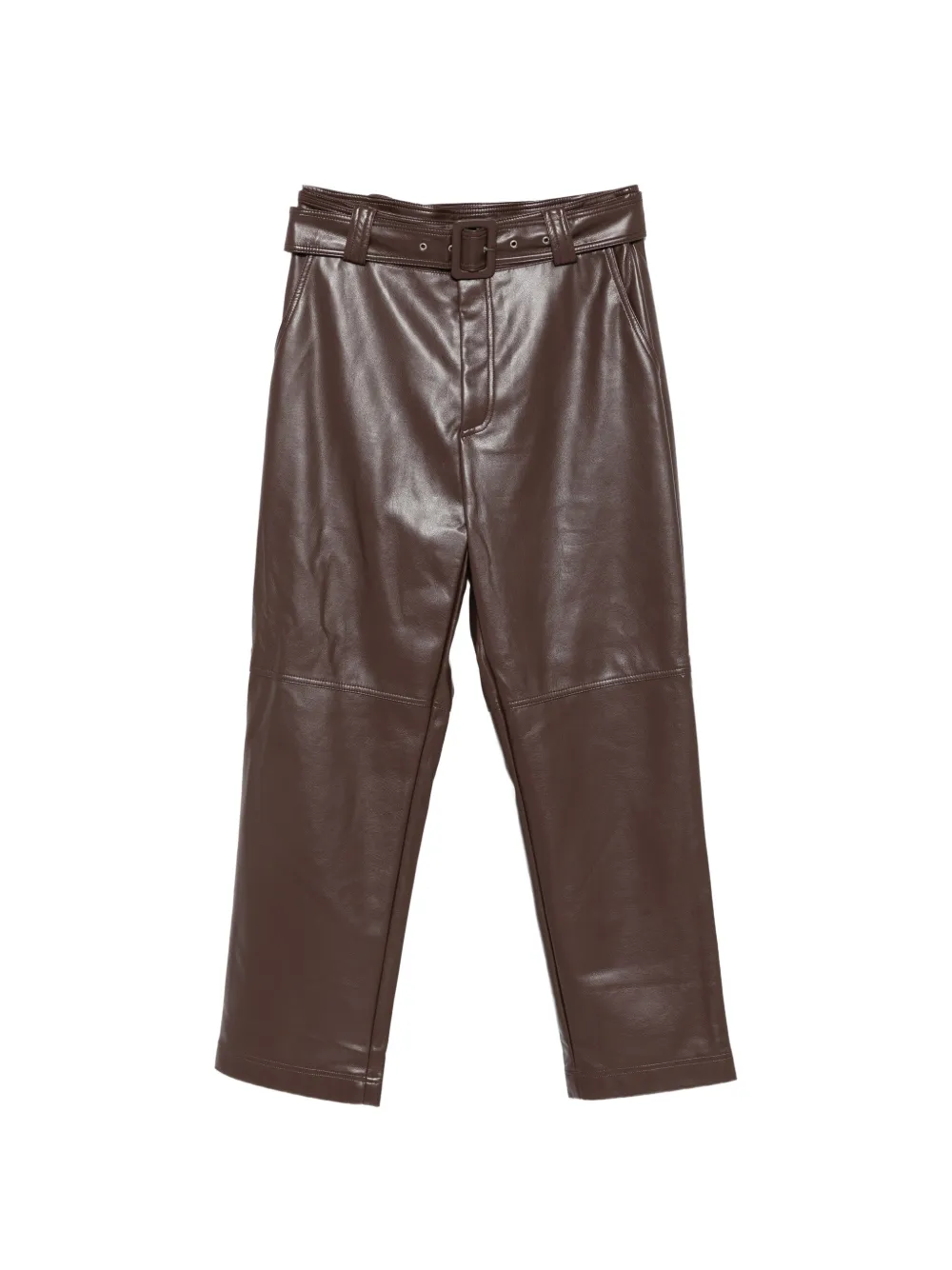TWINSET belted faux-leather trousers - Marrone