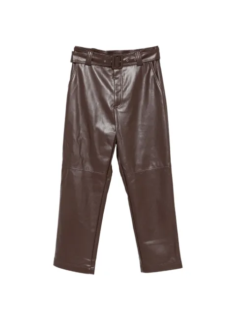 TWINSET pantalon en cuir artificiel à taille ceinturée