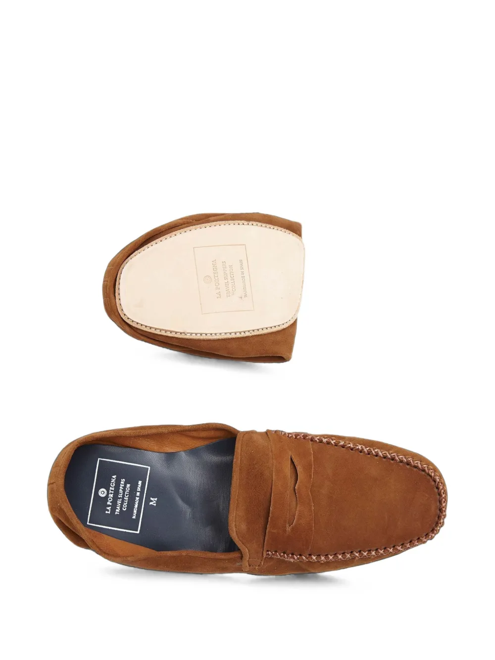 La Portegna Rodrigo suède slippers met loafers Bruin