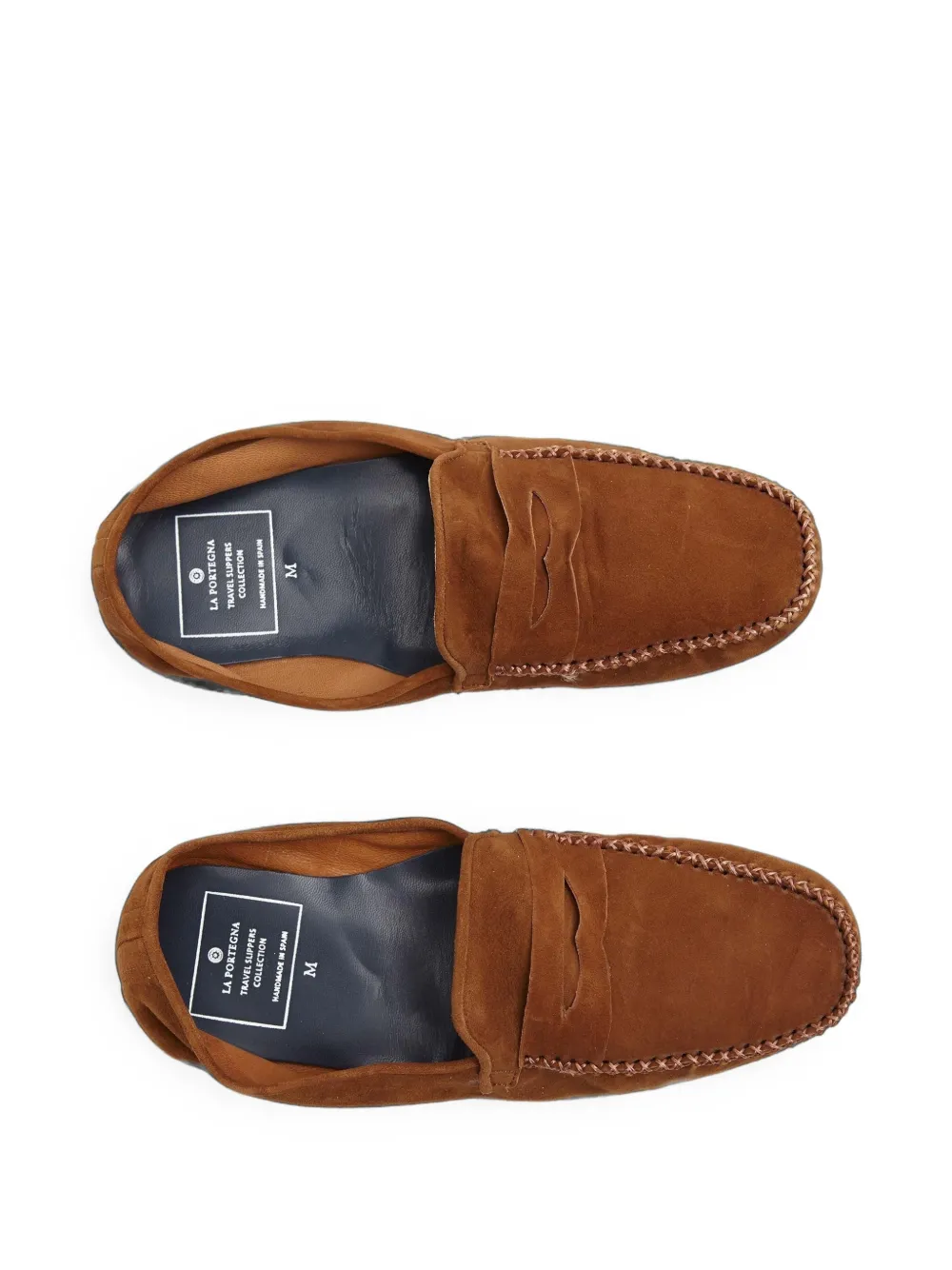 La Portegna Rodrigo suède slippers met loafers Bruin