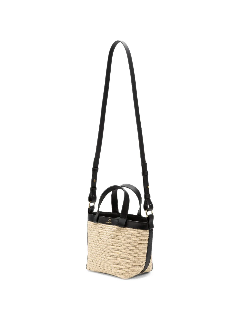 La Portegna Teresita bucket-tas met leren afwerking Beige