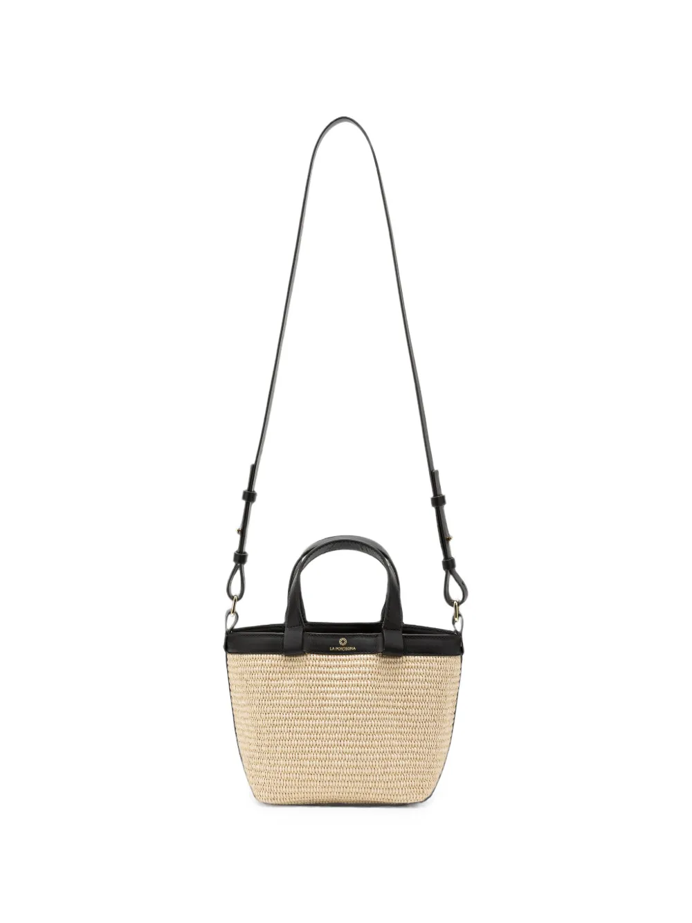 La Portegna Teresita bucket-tas met leren afwerking Beige