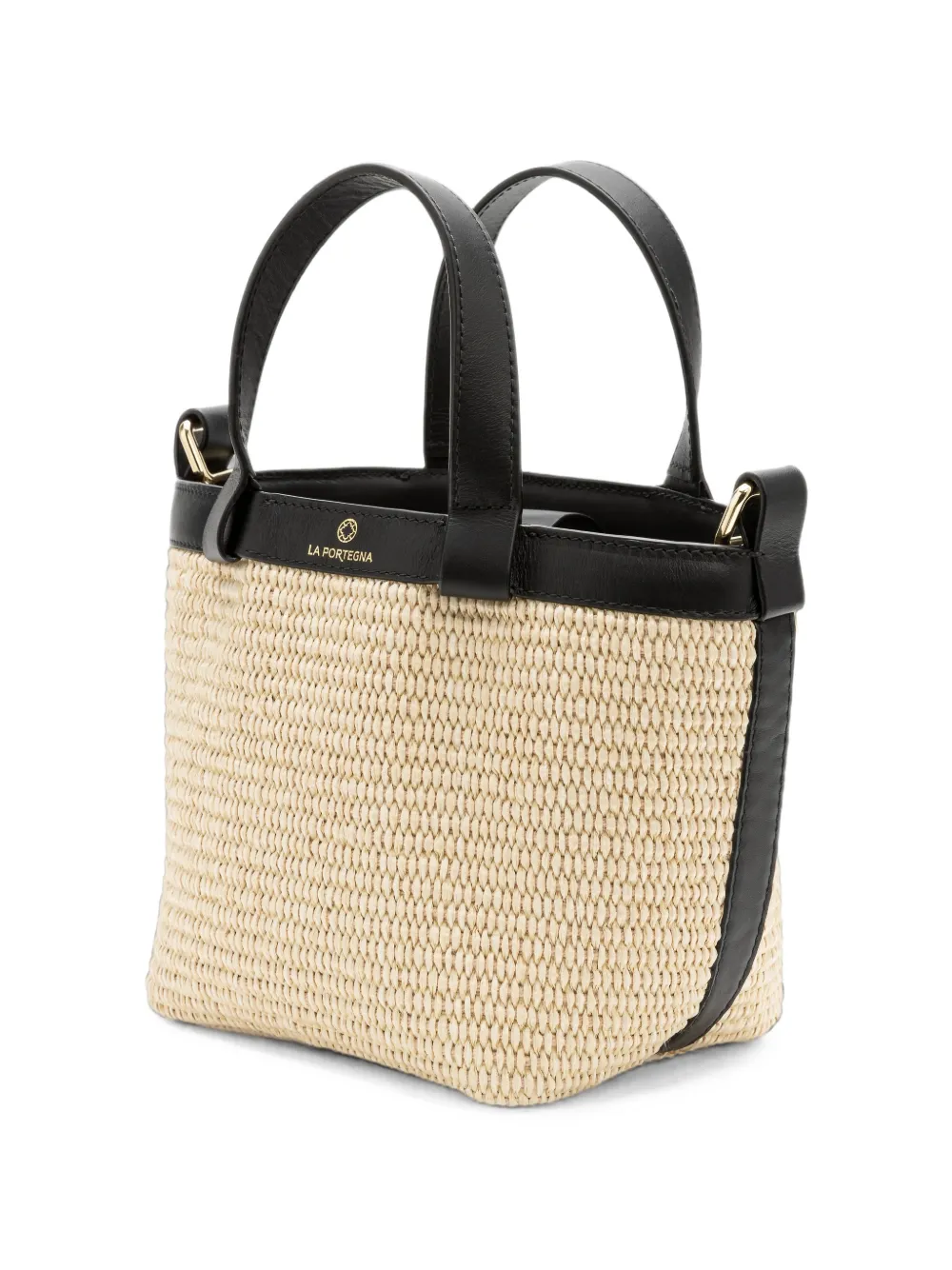 La Portegna Teresita bucket-tas met leren afwerking Beige
