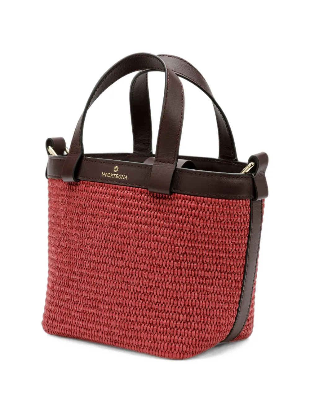 La Portegna Teresita shopper met leren afwerking Rood