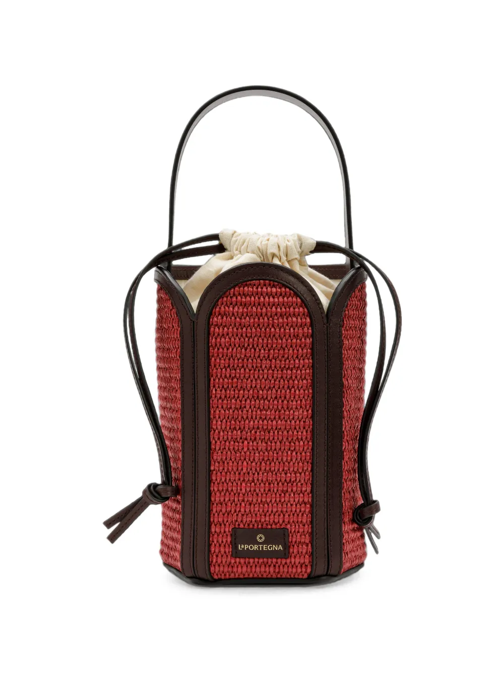 La Portegna Barbara geweven bucket-tas Rood