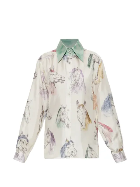 Moschino horse-print silk shirt