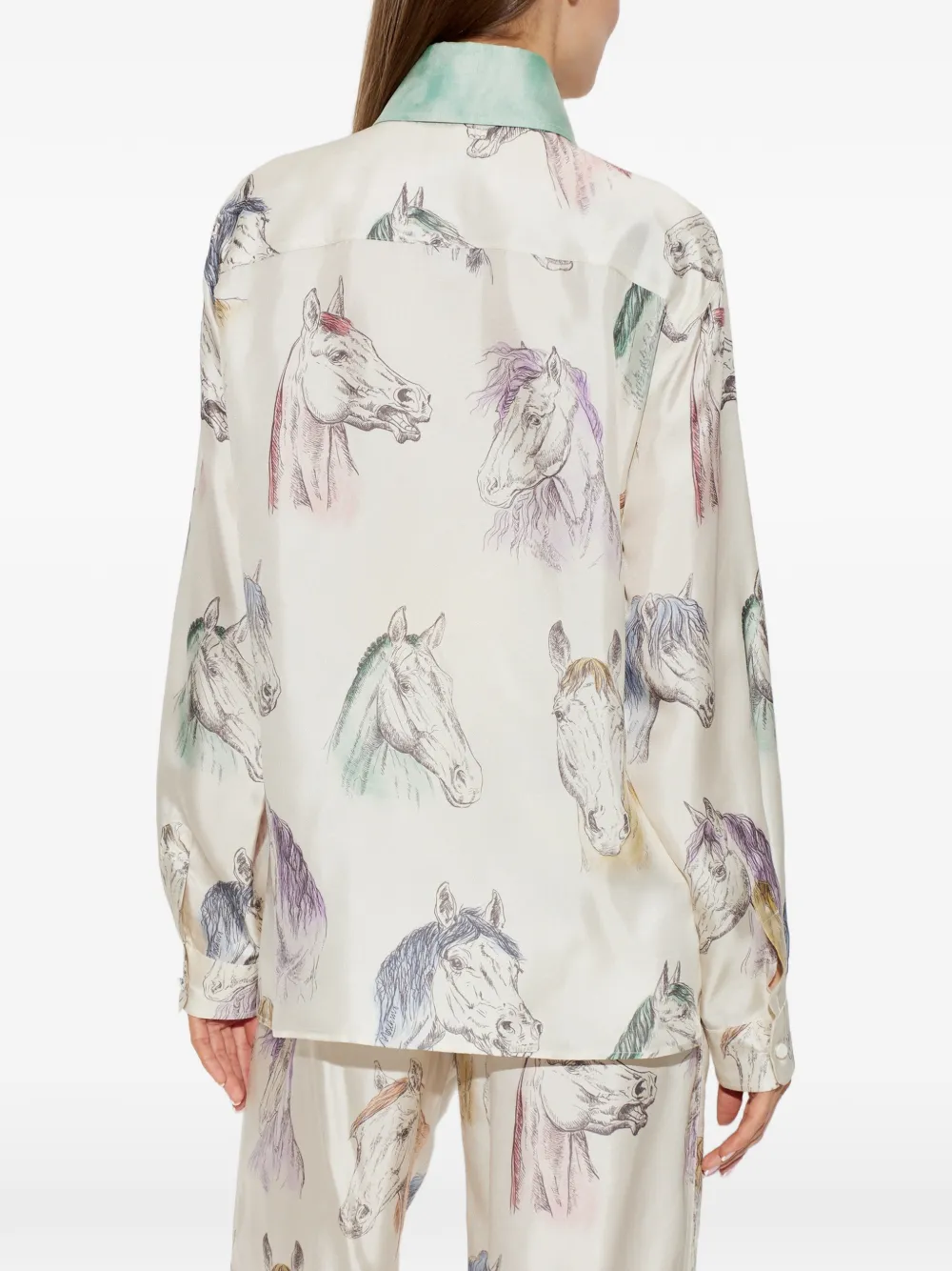 Moschino Zijden overhemd met paardenprint Beige