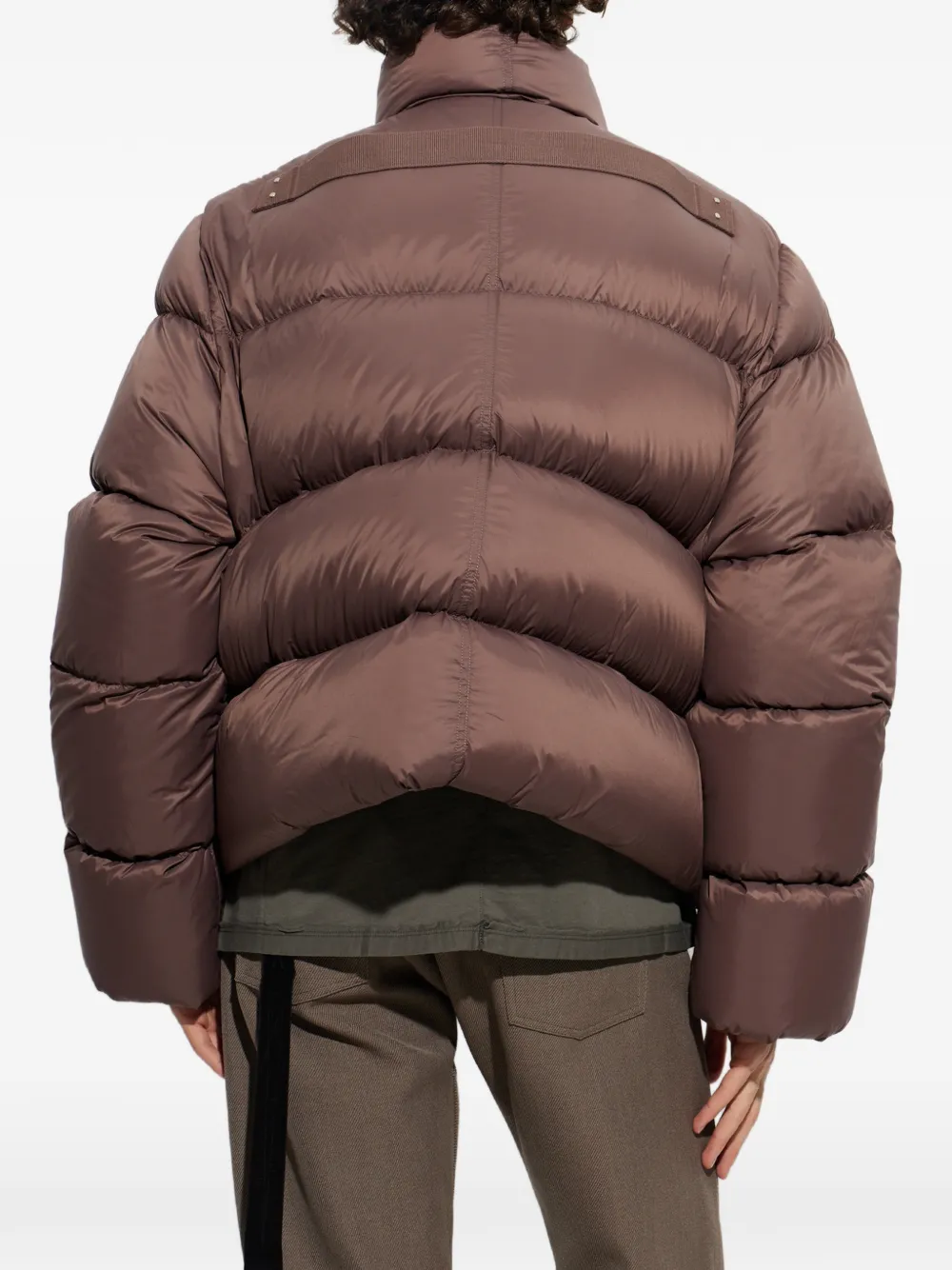 Rick Owens Gewatteerd donsjack met opstaande kraag Bruin